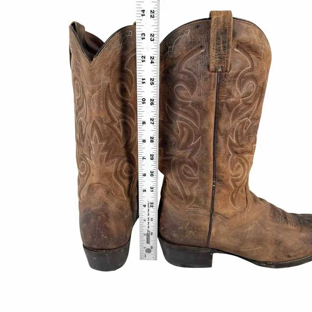Dan Post Brown Distressed Leather Men 10 EW Extra Wide Cowboy Boot Renegade 2159